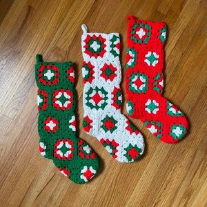 3 Vintage Granny Square Stockings